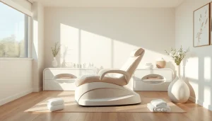 Professionelle elektrische kosmetikliege in einem stilvollen Beauty-Behandlungsraum.