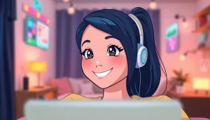 Engage with crush on.ai, showcasing a vibrant AI girlfriend in a cozy chat setting, emphasizing interaction and warmth.
