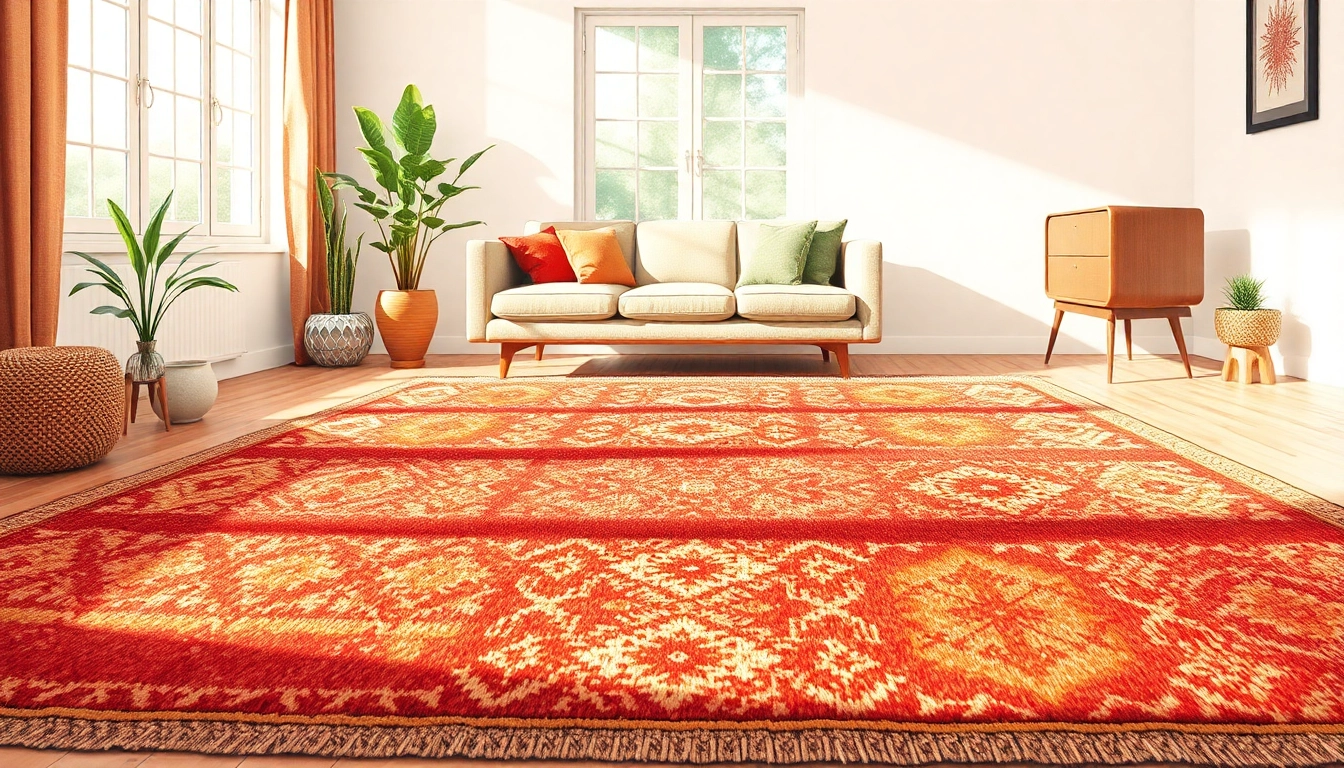 A Boujaad vintage rug showcasing vivid colors and patterns in a home setting, enhancing interior decor.