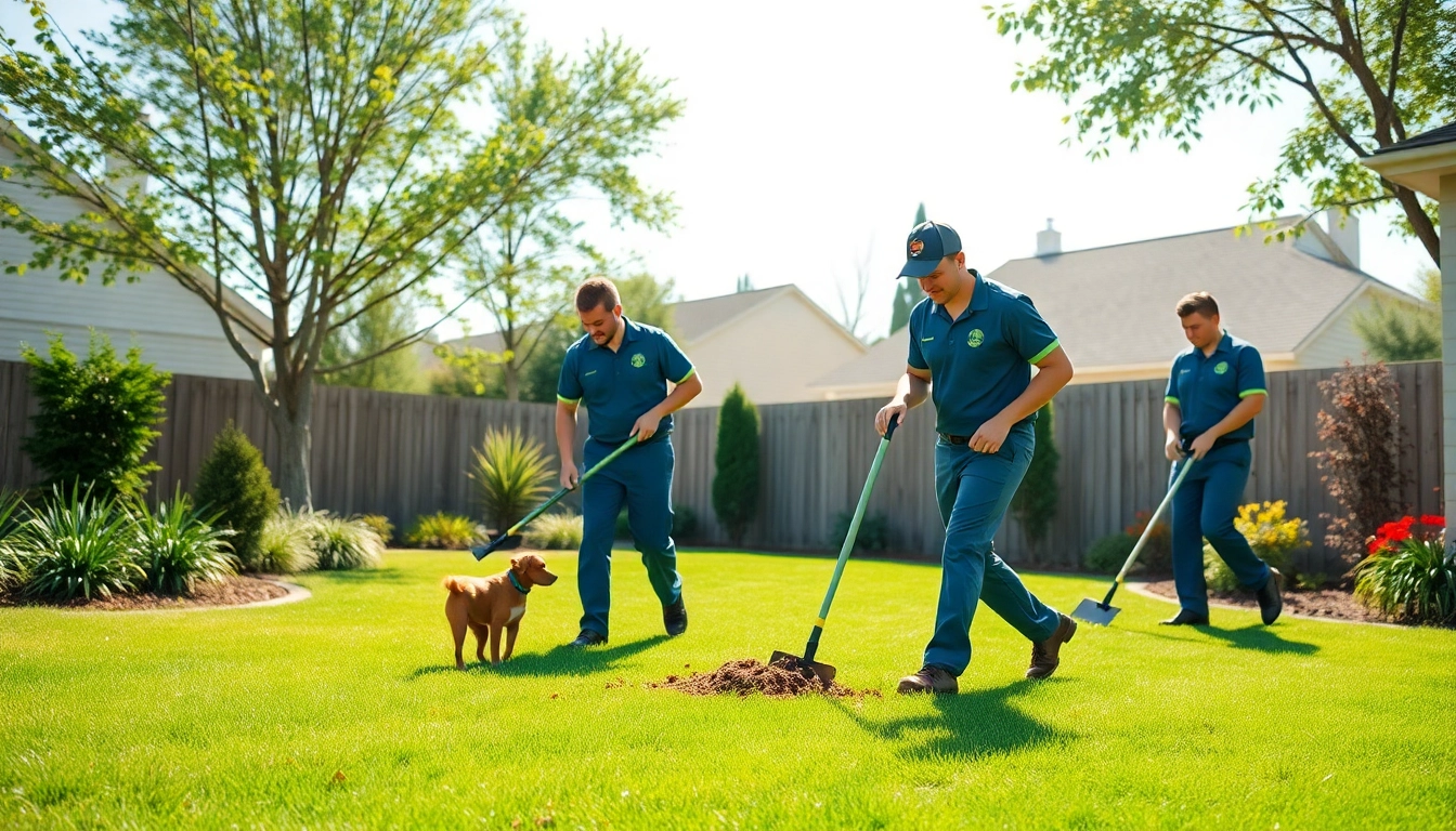 Weekly dog poop scooping service maintaining a clean lawn with professional equipment.
