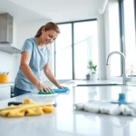 Efficient bond cleaning Brisbane service restoring shine to a kitchen in a modern apartment.
