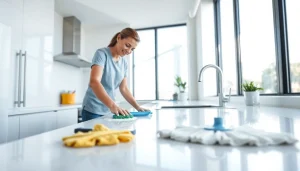 Efficient bond cleaning Brisbane service restoring shine to a kitchen in a modern apartment.