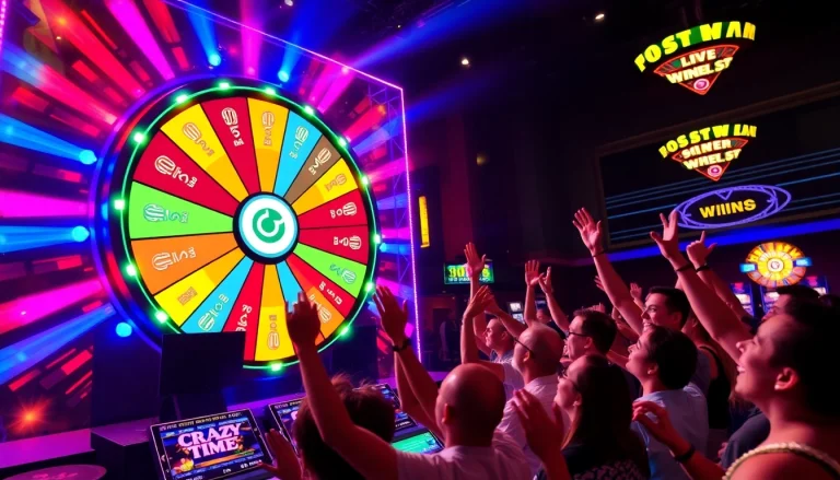 Experience thrilling crazy time risultati with players celebrating wins at a vibrant live casino game.