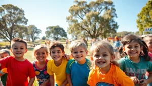 Children enjoying a fun wildfire event perth with exciting activities and a vibrant atmosphere.
