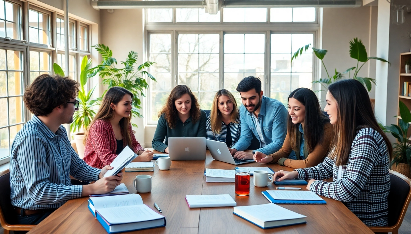 CIPD assignment help UK group study session showcasing collaborative students working together.