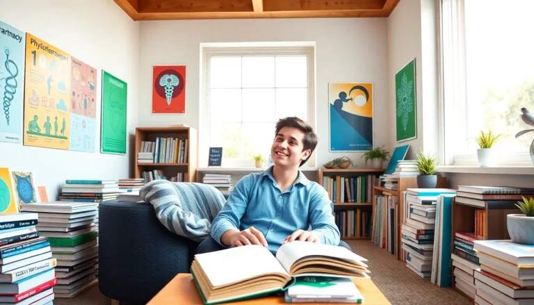 Die Suche nach einer Alternative Medizinstudium inspiriert den Studenten in einem modernen Studienraum.