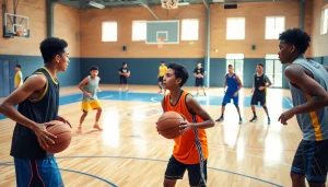 Young athletes training hard at the Takeover Basketball Academy, showcasing teamwork and skill development.