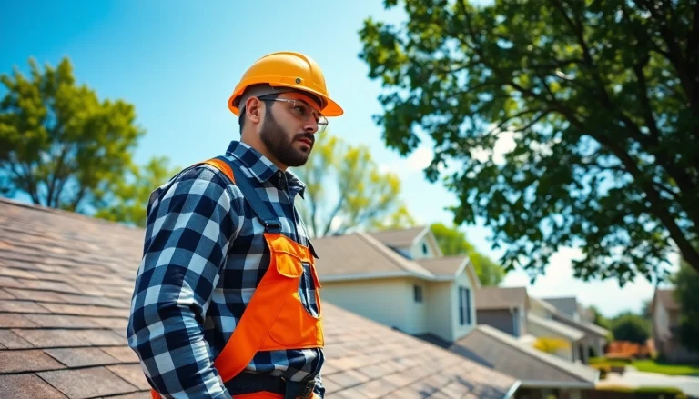 Local roofers near me providing expert inspection services on a sunny day.