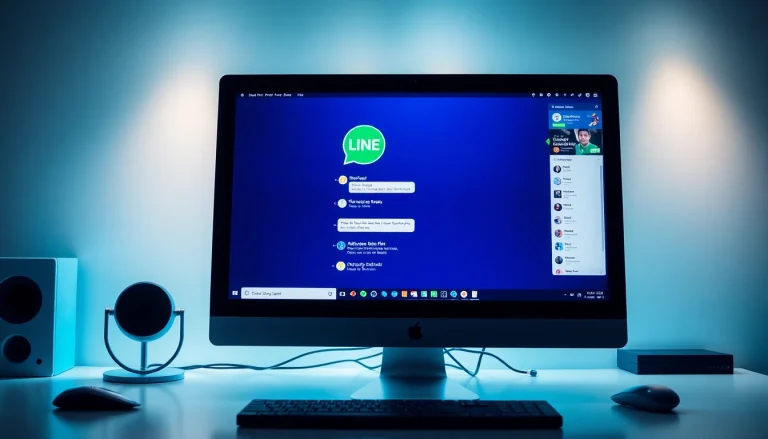 Download the line電腦版官方下載 software on a stylish computer setup for seamless communication.