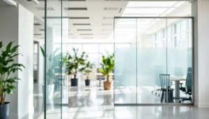 Enhance your office with movable glass partitions that provide clarity and sophistication.