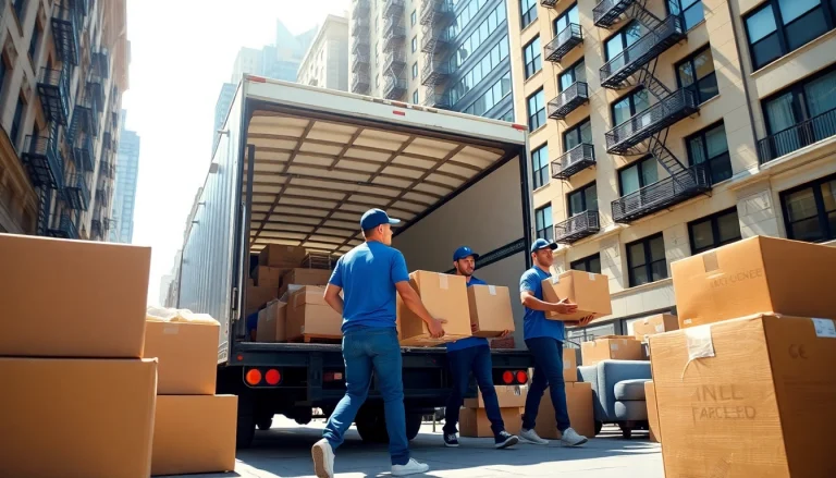 Moving team loading furniture into a truck, showcasing a moving company NYC.