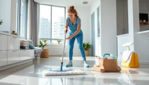 Bond cleaning Brisbane service showcasing professional cleaners in a sparkling apartment.