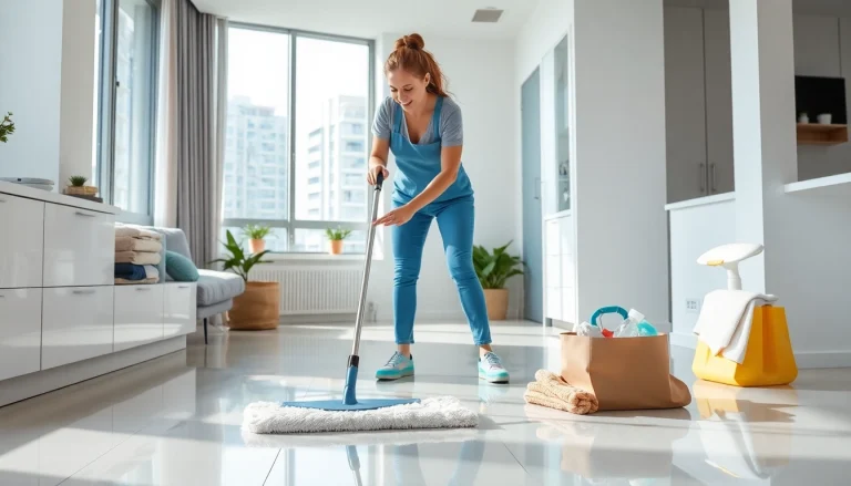 Bond cleaning Brisbane service showcasing professional cleaners in a sparkling apartment.