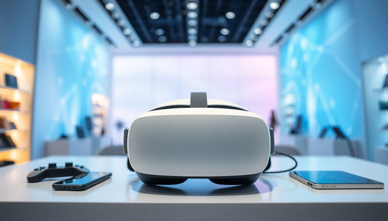 Buy Apple Vision Pro headset showcased in a modern tech store environment.