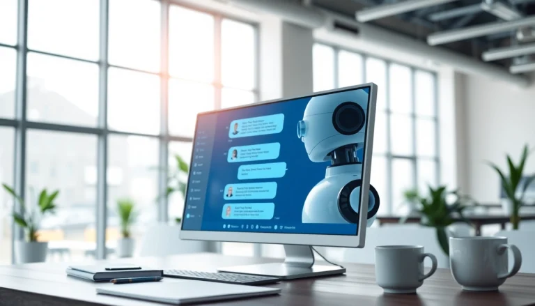 Engaging AI bot for websites showcased in a modern workspace with user interactions.