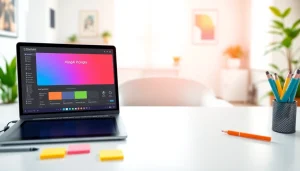 KlingAI Prompts illustrated on a laptop screen in a creative video editing workspace.
