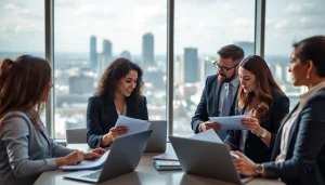 Consultants from Quickplus Business Consultants strategizing in a modern office environment.