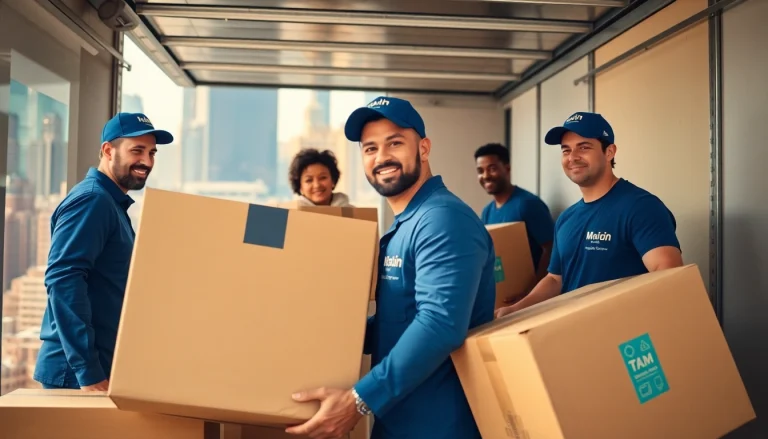 Movers efficiently working for a Manhattan moving company while packing items in an apartment.