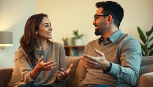Couple practicing communication in relationships, highlighting emotional connection and intimacy.