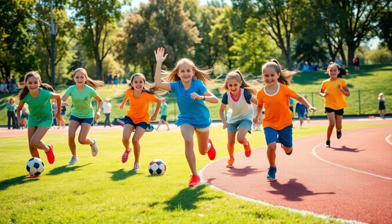 Girls participating in Multi Sports Camps for Girls exhibit teamwork and joy in a vibrant, energetic environment.